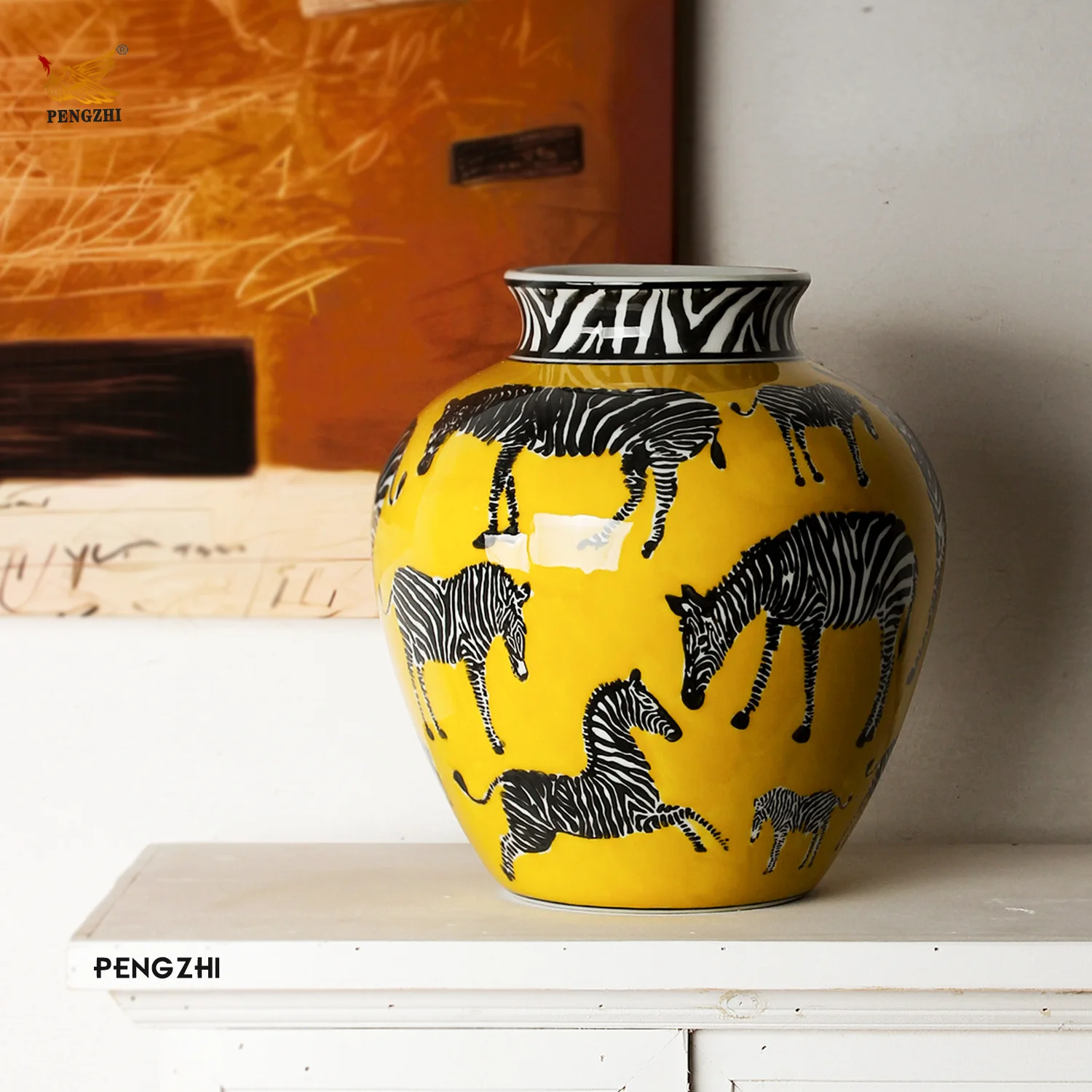 Art Craft Zebra - Керамическая ваза с узором зебры, винтажная