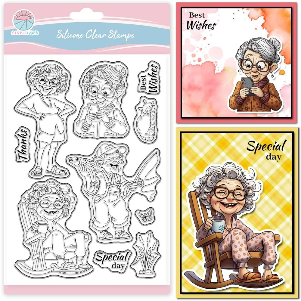 Rubber Stamp Blank - Прозрачные штампы улыбающейся старика для скрапбукинга,